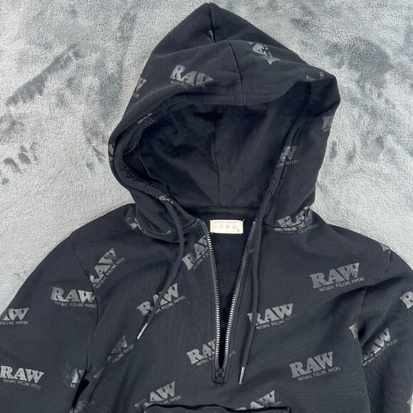 RAW Rolling Papers Hoodie Men L All Over Print Hip Hop Rap Weed Stash Skateboard - Picture 3 of 8
